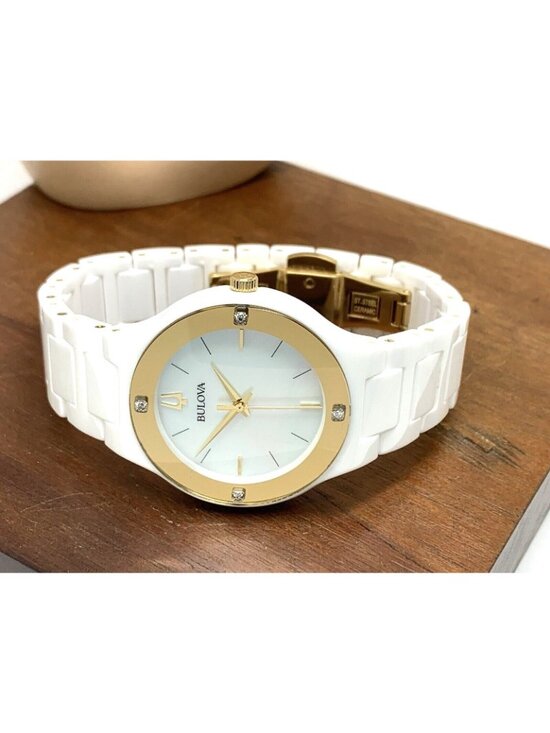 Bulova Women\'s Watch 98R292 Millennia Quartz Gold White Dial Ceramic Diamond main image 4